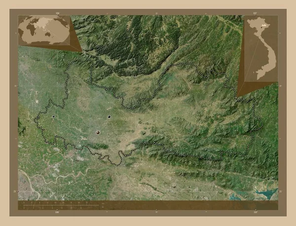 Bac Giang Province Vietnam Low Resolution Satellite Map Locations Major — Stock Photo, Image