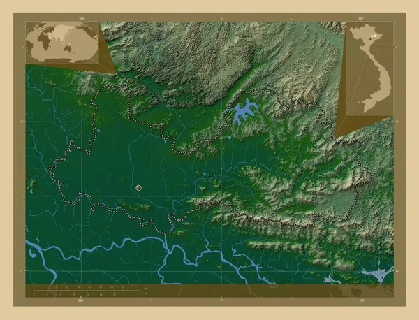 Bac Giang Επαρχία Του Βιετνάμ Χρωματιστός Υψομετρικός Χάρτης Λίμνες Και — Φωτογραφία Αρχείου