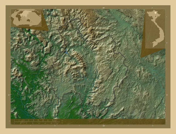 Бак Кан Провинция Вьетнам Цветная Карта Высоты Озерами Реками Вспомогательные — стоковое фото