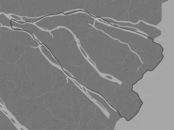 Ben Tre Prowincja Wietnamu Dwupoziomowa Mapa Wysokości Jeziorami Rzekami — Zdjęcie stockowe