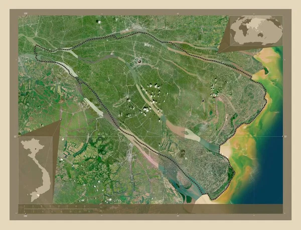 Μπεν Τρε Επαρχία Του Βιετνάμ Υψηλής Ανάλυσης Δορυφορικός Χάρτης Τοποθεσίες — Φωτογραφία Αρχείου