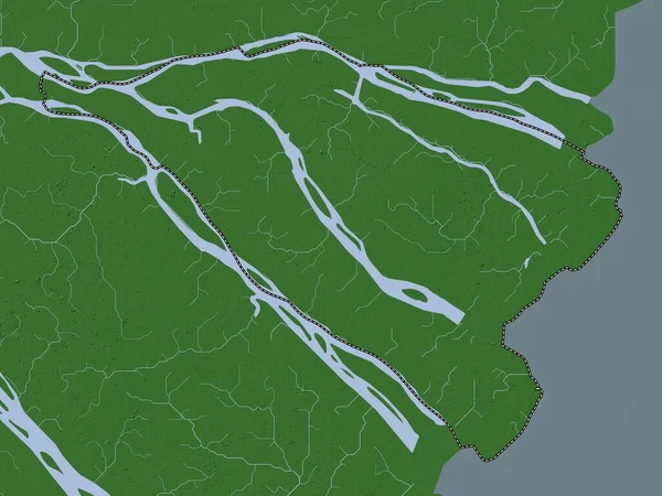 Ben Tre 越南省 带有湖泊和河流的Wiki风格的高程图 — 图库照片