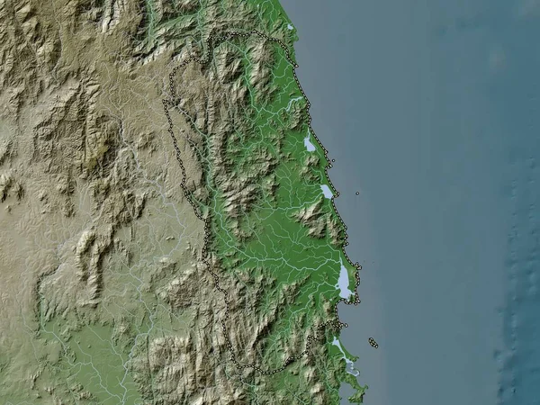 Binh Inh Prowincja Wietnamu Mapa Wzniesień Kolorowa Stylu Wiki Jeziorami — Zdjęcie stockowe