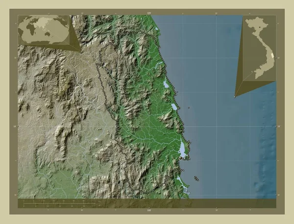 Бінх Інь Провінція Єтнам Висота Карти Забарвлена Вікі Стилі Озерами — стокове фото