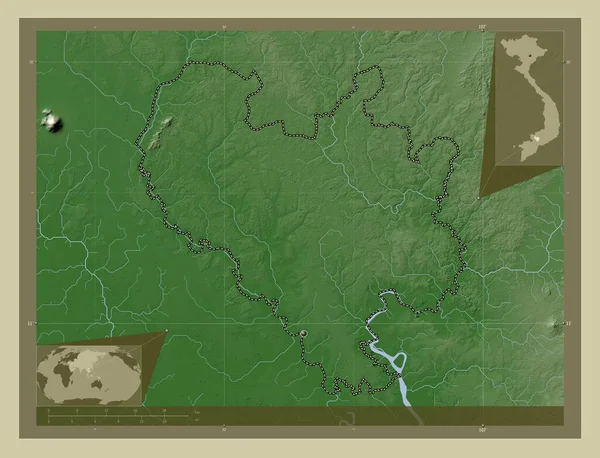 Binh Duong Provincie Vietnam Zdvihová Mapa Zbarvená Stylu Wiki Jezery — Stock fotografie