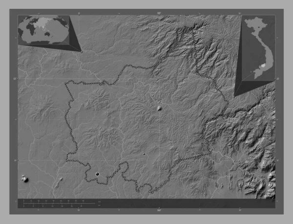 Бинь Пхок Провинция Вьетнам Карта Рельефа Билевела Озерами Реками Места — стоковое фото