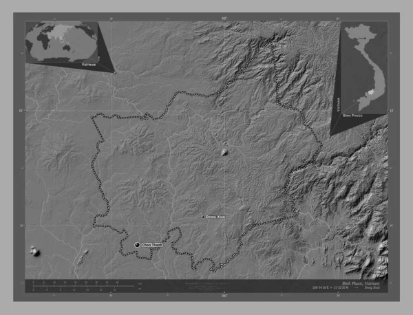 Бінх Пхуок Провінція Єтнам Білевелівська Карта Висот Озерами Річками Місця — стокове фото