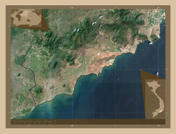 越南省 低分辨率卫星地图 角辅助位置图 — 图库照片
