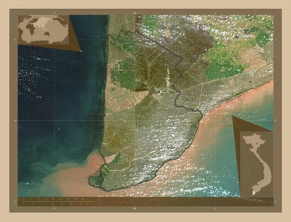 Mau Επαρχία Του Βιετνάμ Δορυφορικός Χάρτης Χαμηλής Ανάλυσης Τοποθεσίες Μεγάλων — Φωτογραφία Αρχείου