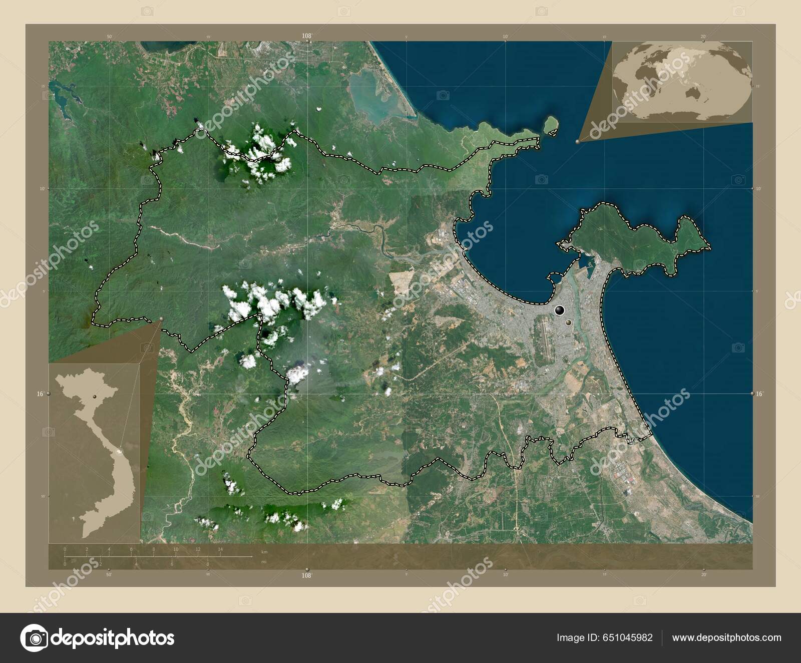 Нанг Муниципалитет Нанга Включая Вьетнам Спутниковая Карта.