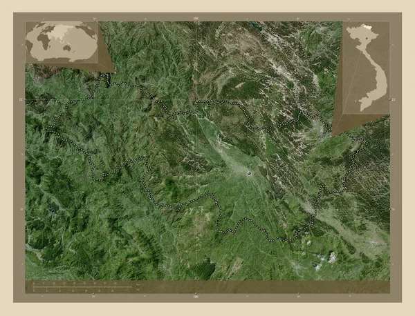 ベトナムのカオバン県 高解像度衛星地図 コーナー補助位置図 — ストック写真