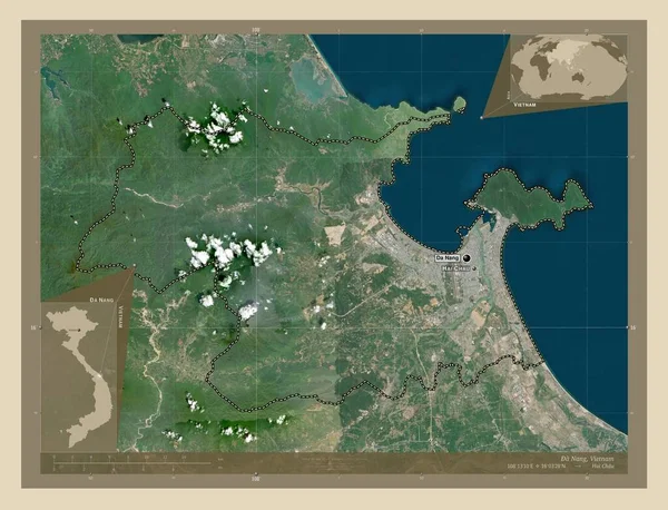 Nang City Municipality Thanh Pho Єтнаму Супутникова Карта Високої Роздільної — стокове фото
