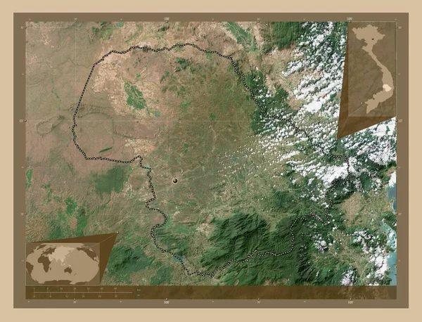 ベトナムの省 ラックラック 低解像度衛星地図 コーナー補助位置図 — ストック写真