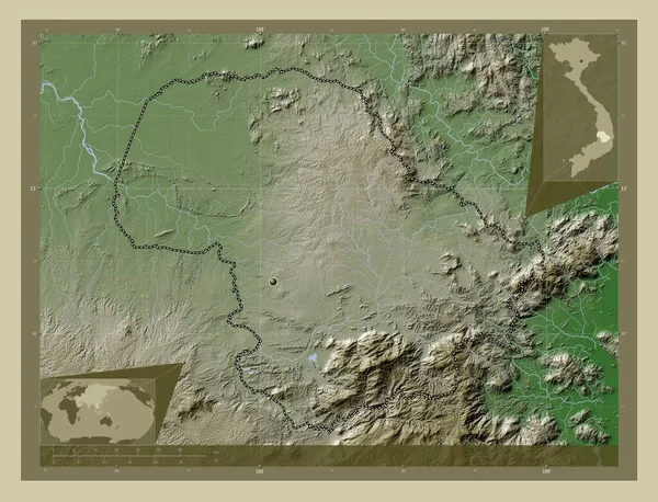 Лак Провінція Єтнам Висота Карти Забарвлена Вікі Стилі Озерами Річками — стокове фото