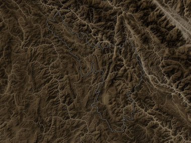 ien Bien, Vietnam vilayeti. Yükseklik haritası sepya tonlarında göller ve nehirlerle renklendirilmiş