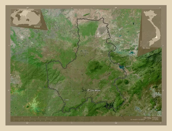 Nong Provincia Del Vietnam Mappa Satellitare Alta Risoluzione Località Nomi — Foto Stock