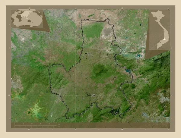 ベトナムの省 Nong 高解像度衛星地図 コーナー補助位置図 — ストック写真
