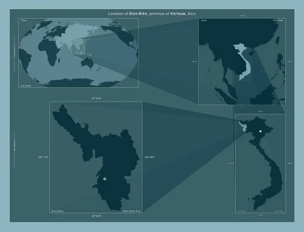 베트남의 도표는 규모의 지도에서 지역의 위치를 줍니다 프레임 Png 모양의 — 스톡 사진