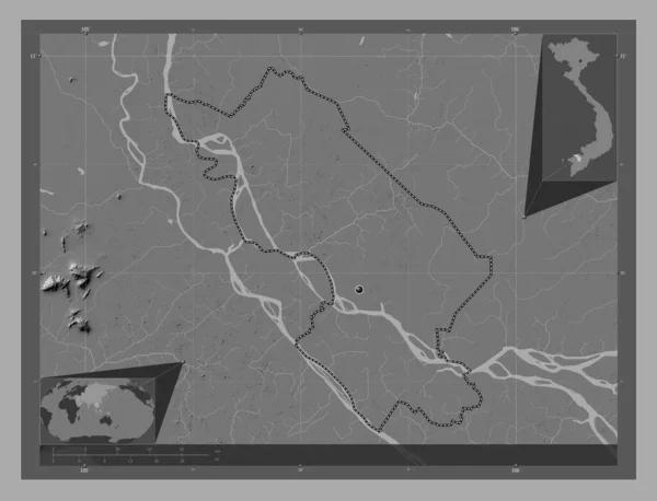 Провінція Єтнам Білевелівська Карта Висот Озерами Річками Кутові Допоміжні Карти — стокове фото
