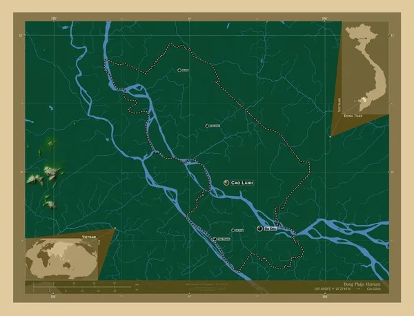 Провінція Єтнам Кольорові Карти Висот Озерами Річками Місця Розташування Назви — стокове фото
