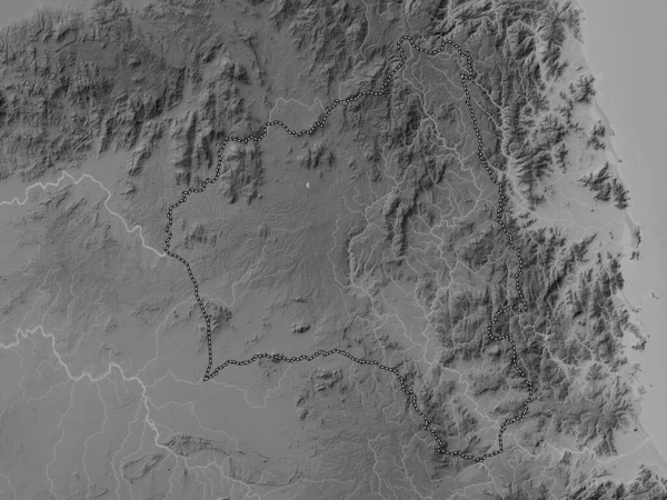Джиа Лай Провинция Вьетнам Карта Высот Оттенках Серого Озерами Реками — стоковое фото