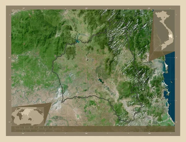 Gia Lai 越南省 高分辨率卫星地图 角辅助位置图 — 图库照片