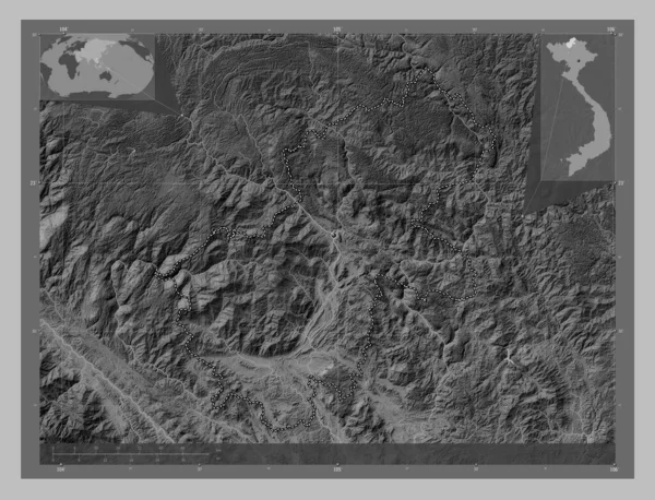 Джан Провінція Єтнам Граймасштабна Мапа Висот Озерами Річками Кутові Допоміжні — стокове фото