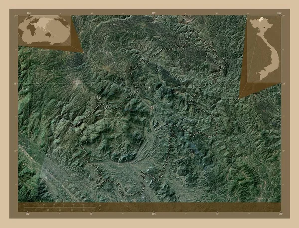 Джан Провінція Єтнам Супутникова Карта Низькою Роздільною Здатністю Кутові Допоміжні — стокове фото