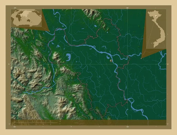 Ной Муниципалитет Города Сильвантан Вьетнаме Цветная Карта Высоты Озерами Реками — стоковое фото