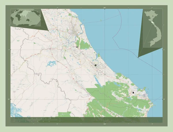 哈廷省 开放街道地图 该区域主要城市的所在地点 角辅助位置图 — 图库照片