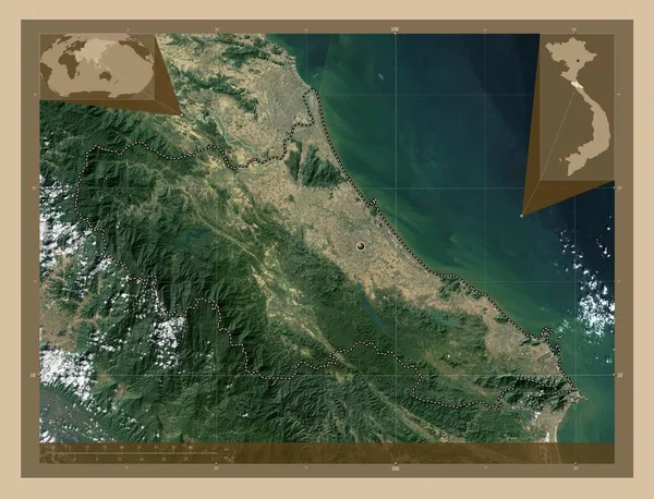 Tinh Provincia Vietnam Mapa Satelital Baja Resolución Mapas Ubicación Auxiliares — Foto de Stock