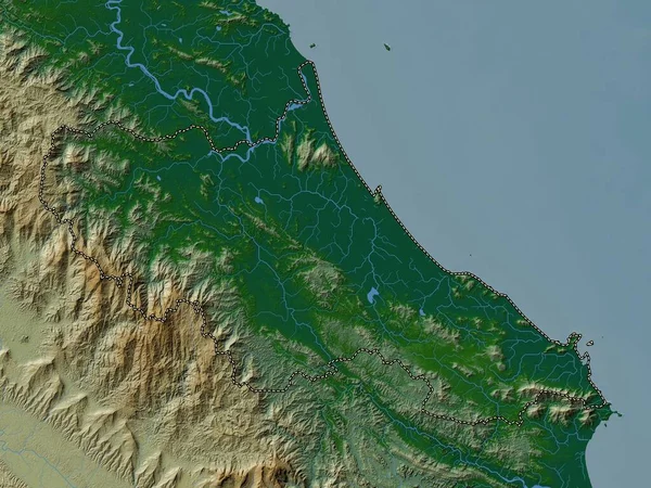 Tinh Vietnam Vilayeti Gölleri Nehirleri Olan Renkli Yükseklik Haritası — Stok fotoğraf