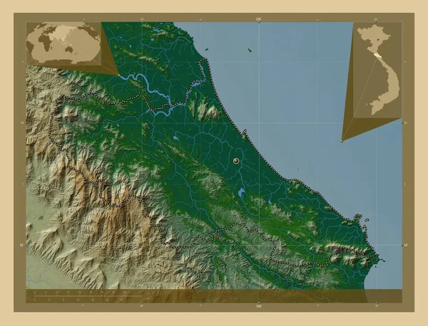 Tinh Provincia Del Vietnam Mappa Elevazione Colorata Con Laghi Fiumi — Foto Stock
