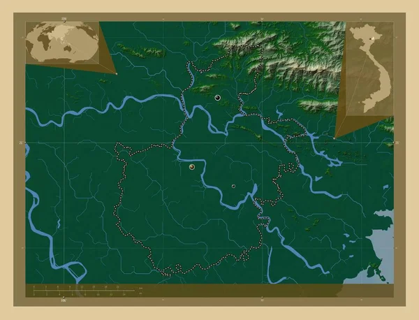 Гай Дун Провінція Єтнам Кольорові Карти Висот Озерами Річками Розташування — стокове фото