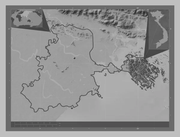 Hai Phong City Municipality Thanh Pho Vietnam Grayscale Elevation Map — Stock Photo, Image