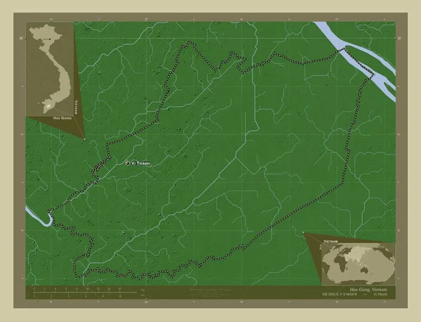 Χάου Τζιάνγκ Επαρχία Του Βιετνάμ Υψόμετρο Χάρτη Χρωματισμένο Στυλ Wiki — Φωτογραφία Αρχείου