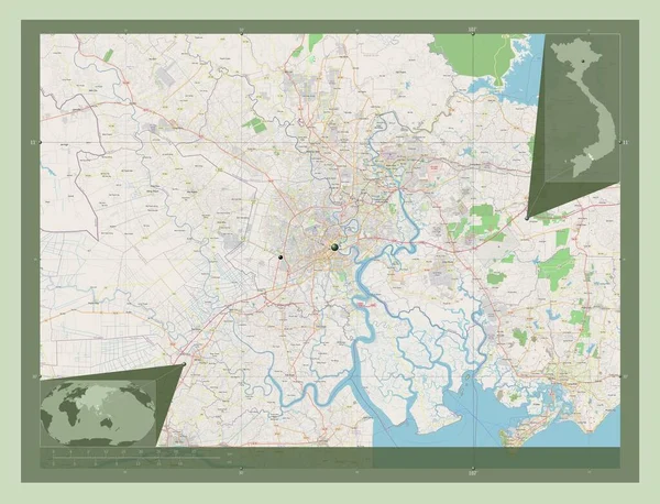Мін Місто Муніципалітет Тхань Єтнаму Відкрита Карта Вулиць Розташування Великих — стокове фото