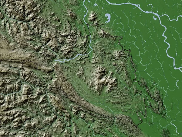 越南省 带有湖泊和河流的Wiki风格的高程图 — 图库照片