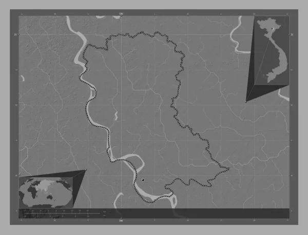 Хун Йен Провінція Єтнам Білевелівська Карта Висот Озерами Річками Кутові — стокове фото