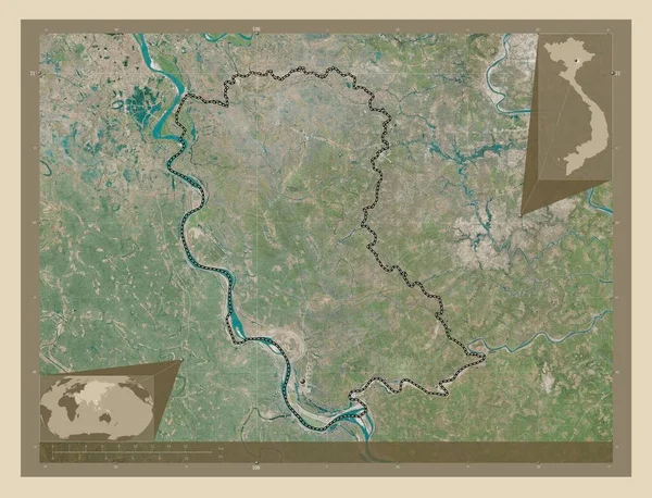 ベトナムの省 フン円 高解像度衛星地図 地域の主要都市の場所 コーナー補助位置図 — ストック写真