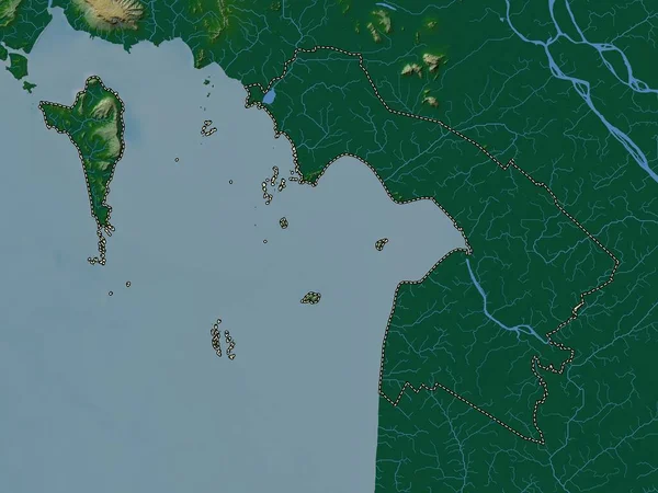Kien Giang Prowincja Wietnamu Kolorowa Mapa Wzniesień Jeziorami Rzekami — Zdjęcie stockowe