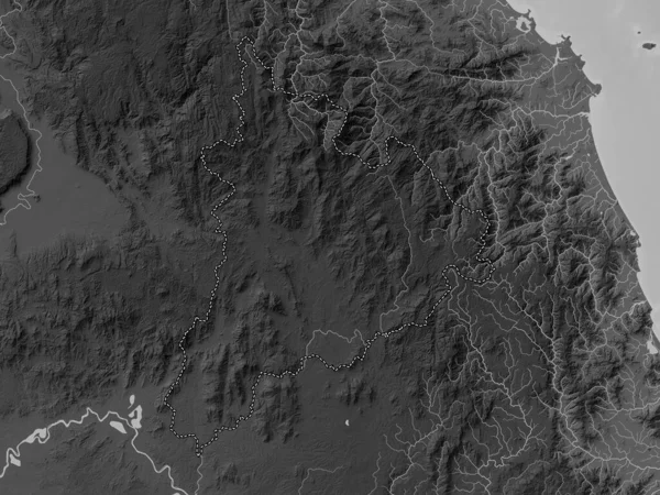 Кон Тум Провинция Вьетнам Карта Высот Оттенках Серого Озерами Реками — стоковое фото