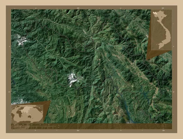 Lai Chau Επαρχία Του Βιετνάμ Δορυφορικός Χάρτης Χαμηλής Ανάλυσης Γωνιακοί — Φωτογραφία Αρχείου