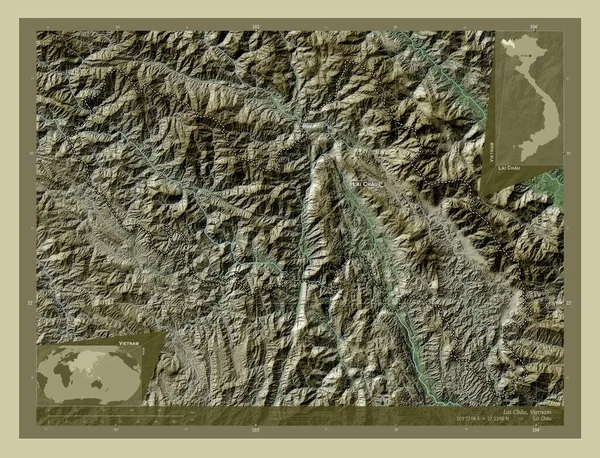 Lai Chau Επαρχία Του Βιετνάμ Υψόμετρο Χάρτη Χρωματισμένο Στυλ Wiki — Φωτογραφία Αρχείου