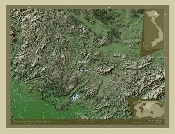 Λανγκ Σον Επαρχία Του Βιετνάμ Υψόμετρο Χάρτη Χρωματισμένο Στυλ Wiki — Φωτογραφία Αρχείου