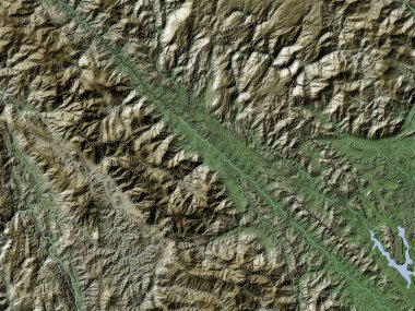 Lao Cai, Vietnam vilayeti. Yükseklik haritası göller ve nehirlerle wiki stilinde renklendirilmiştir