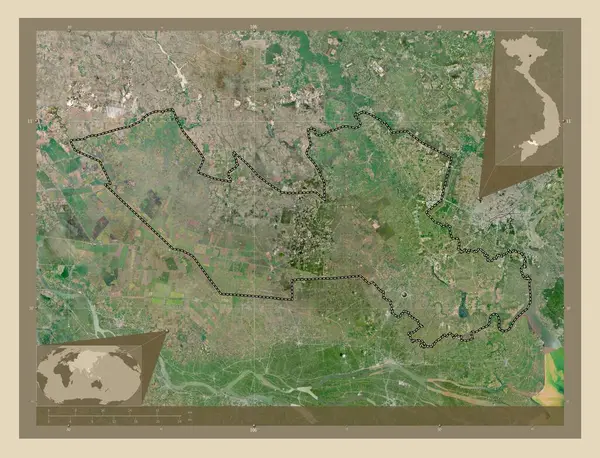 Long Província Vietname Mapa Satélite Alta Resolução Locais Das Principais — Fotografia de Stock
