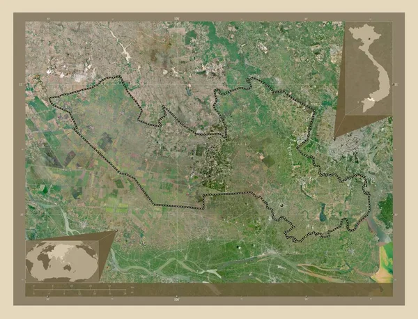 ベトナムのロンアン県 高解像度衛星地図 コーナー補助位置図 — ストック写真