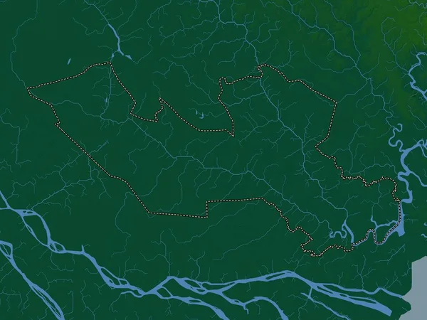Long Provincia Vietnam Mapa Elevación Colores Con Lagos Ríos —  Fotos de Stock