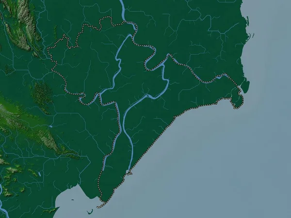 Нам Провинция Вьетнам Цветная Карта Высот Озерами Реками — стоковое фото
